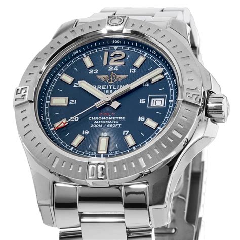 breitling men's colt automatic silver-tone watch w blue dial|Breitling colt automatic 41 review.